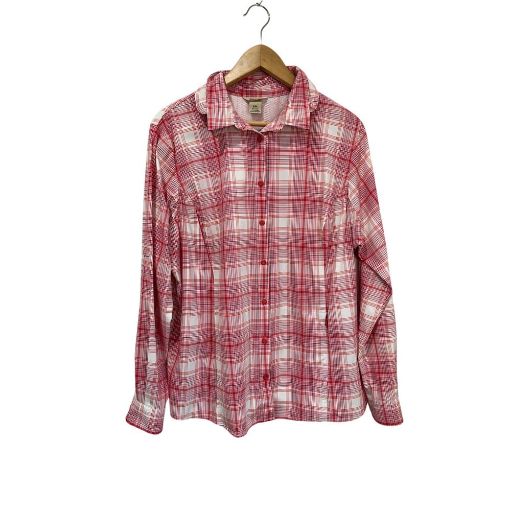 Duluth Trading Red White Plaid Flannel Button Up Outdoor Work Shirt Size XXL